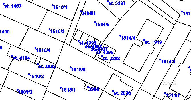 Parcela st. 4396 v KÚ Česká Třebová, Katastrální mapa