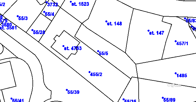 Parcela st. 55/5 v KÚ Česká Třebová, Katastrální mapa