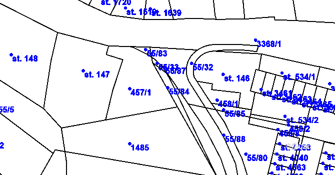 Parcela st. 55/84 v KÚ Česká Třebová, Katastrální mapa