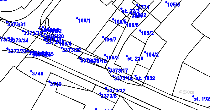 Parcela st. 106/3 v KÚ Česká Třebová, Katastrální mapa