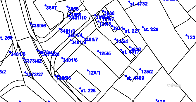Parcela st. 125/5 v KÚ Česká Třebová, Katastrální mapa