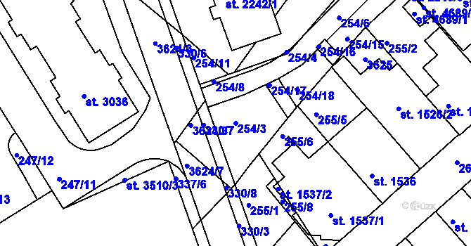 Parcela st. 254/3 v KÚ Česká Třebová, Katastrální mapa
