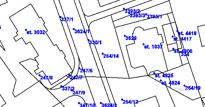 Parcela st. 254/14 v KÚ Česká Třebová, Katastrální mapa