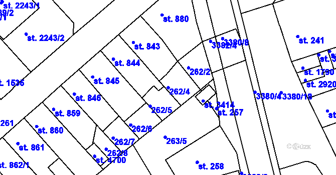 Parcela st. 262/4 v KÚ Česká Třebová, Katastrální mapa