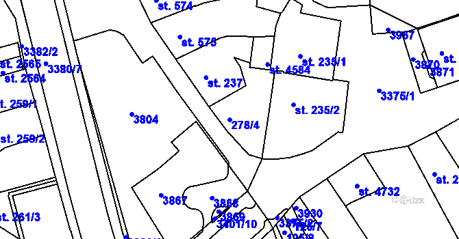 Parcela st. 278/4 v KÚ Česká Třebová, Katastrální mapa