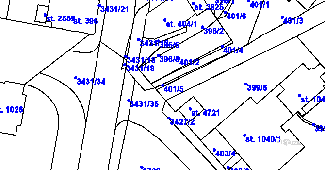Parcela st. 401/5 v KÚ Česká Třebová, Katastrální mapa