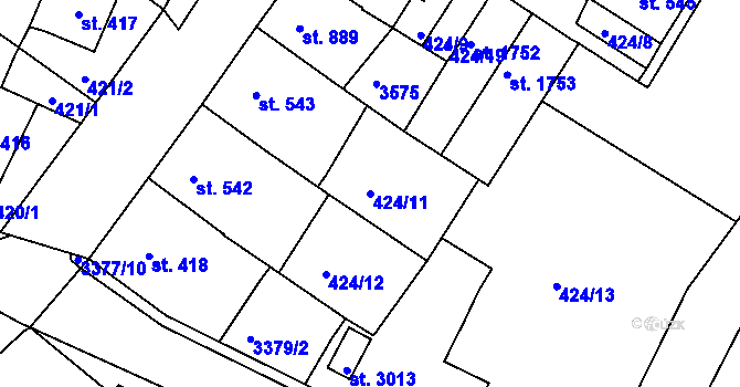 Parcela st. 424/11 v KÚ Česká Třebová, Katastrální mapa