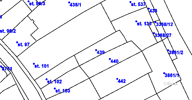 Parcela st. 439 v KÚ Česká Třebová, Katastrální mapa