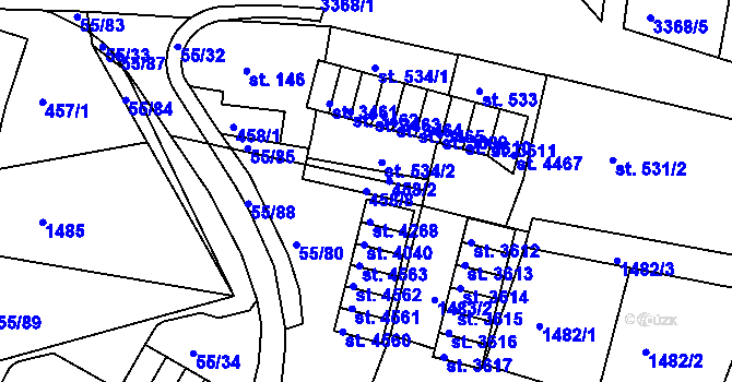 Parcela st. 458/8 v KÚ Česká Třebová, Katastrální mapa