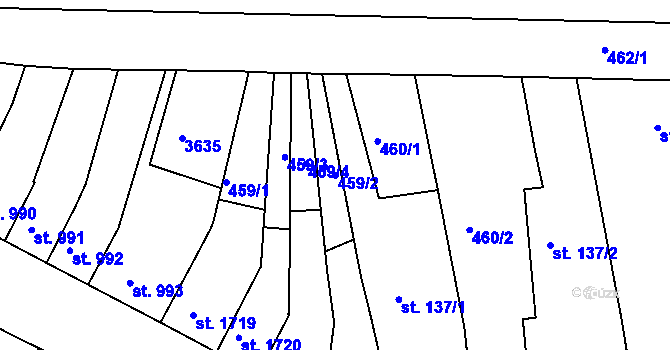 Parcela st. 459/2 v KÚ Česká Třebová, Katastrální mapa