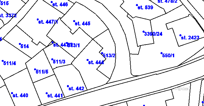 Parcela st. 513/2 v KÚ Česká Třebová, Katastrální mapa