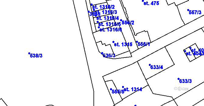 Parcela st. 536/3 v KÚ Česká Třebová, Katastrální mapa