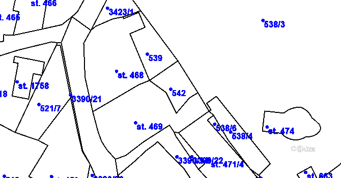 Parcela st. 542 v KÚ Česká Třebová, Katastrální mapa