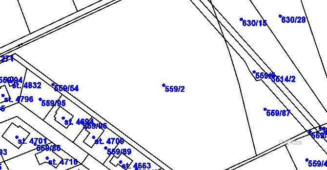 Parcela st. 559/2 v KÚ Česká Třebová, Katastrální mapa