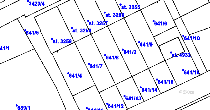 Parcela st. 641/8 v KÚ Česká Třebová, Katastrální mapa