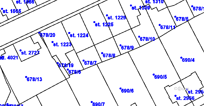 Parcela st. 678/8 v KÚ Česká Třebová, Katastrální mapa