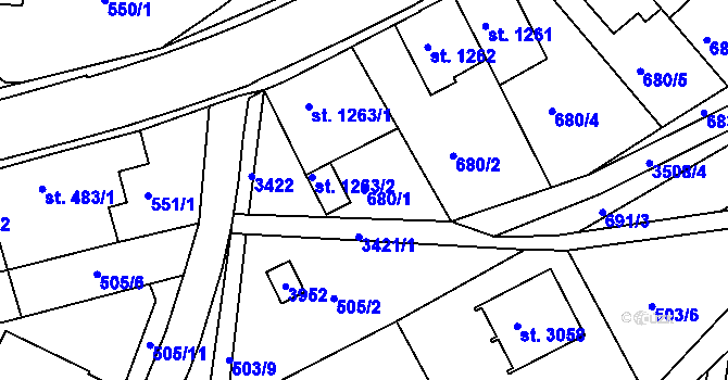 Parcela st. 680/1 v KÚ Česká Třebová, Katastrální mapa