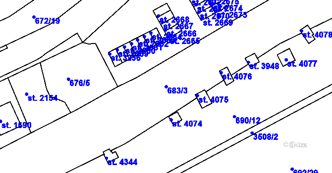Parcela st. 683/3 v KÚ Česká Třebová, Katastrální mapa