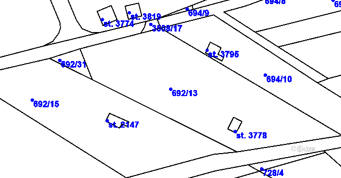 Parcela st. 692/13 v KÚ Česká Třebová, Katastrální mapa