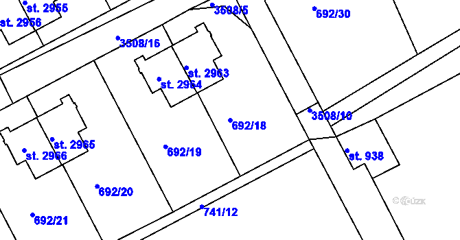 Parcela st. 692/18 v KÚ Česká Třebová, Katastrální mapa