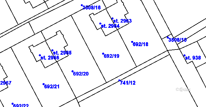 Parcela st. 692/19 v KÚ Česká Třebová, Katastrální mapa