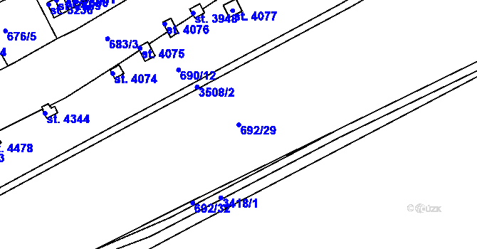 Parcela st. 692/29 v KÚ Česká Třebová, Katastrální mapa