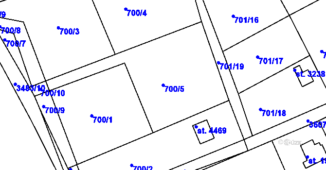 Parcela st. 700/5 v KÚ Česká Třebová, Katastrální mapa