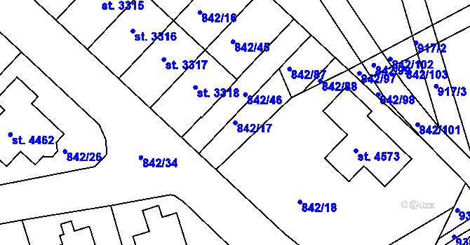 Parcela st. 842/17 v KÚ Česká Třebová, Katastrální mapa