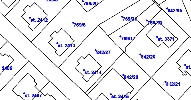 Parcela st. 842/27 v KÚ Česká Třebová, Katastrální mapa