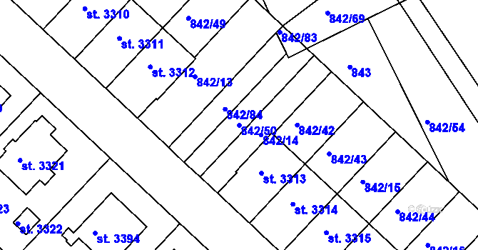 Parcela st. 842/50 v KÚ Česká Třebová, Katastrální mapa
