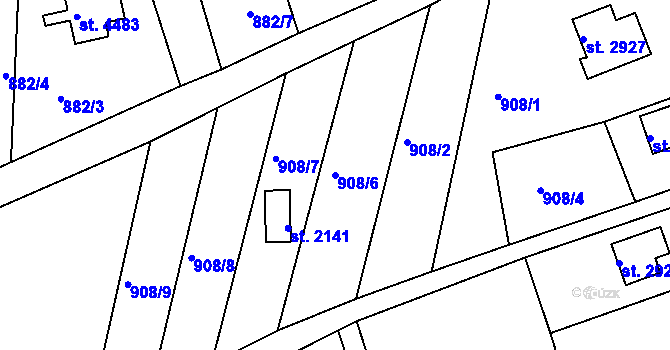 Parcela st. 908/6 v KÚ Česká Třebová, Katastrální mapa