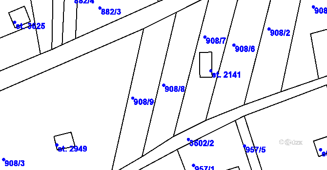Parcela st. 908/8 v KÚ Česká Třebová, Katastrální mapa