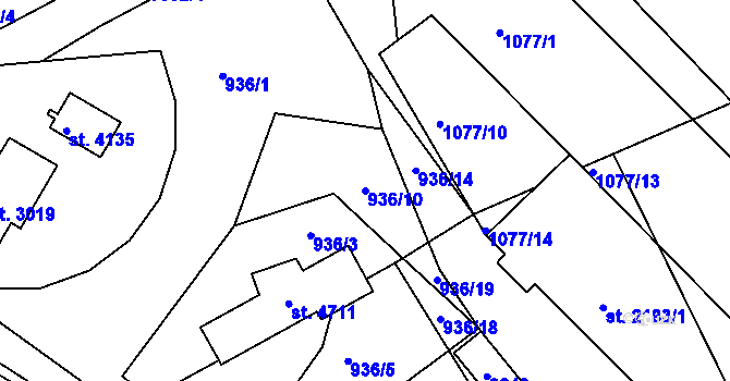 Parcela st. 936/10 v KÚ Česká Třebová, Katastrální mapa