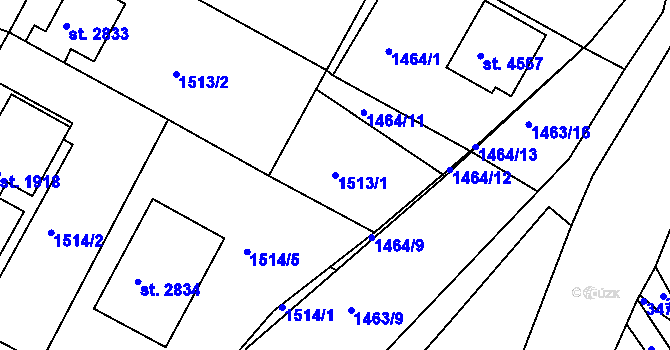 Parcela st. 1513/1 v KÚ Česká Třebová, Katastrální mapa