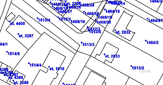 Parcela st. 1513/3 v KÚ Česká Třebová, Katastrální mapa