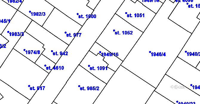Parcela st. 1949/16 v KÚ Česká Třebová, Katastrální mapa