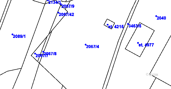 Parcela st. 2067/4 v KÚ Česká Třebová, Katastrální mapa