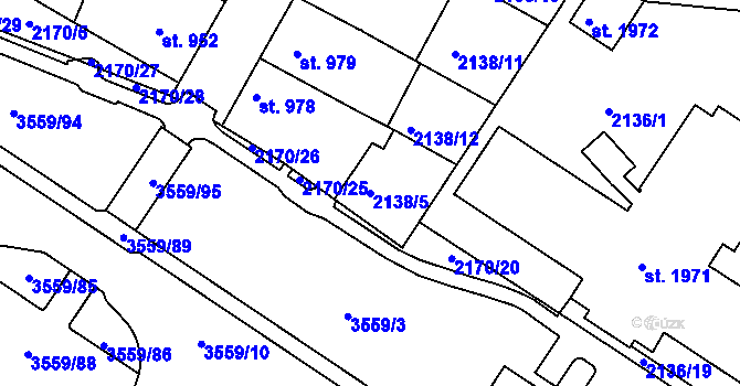 Parcela st. 2138/5 v KÚ Česká Třebová, Katastrální mapa