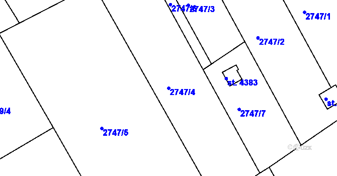 Parcela st. 2747/4 v KÚ Česká Třebová, Katastrální mapa