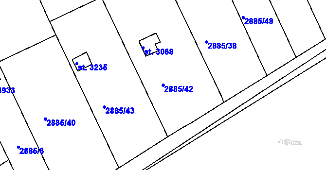 Parcela st. 2885/42 v KÚ Česká Třebová, Katastrální mapa