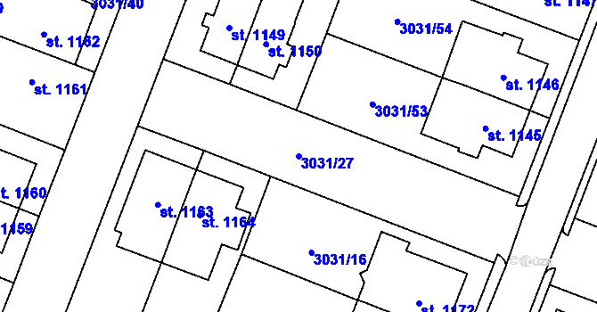 Parcela st. 3031/27 v KÚ Česká Třebová, Katastrální mapa
