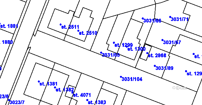 Parcela st. 3031/65 v KÚ Česká Třebová, Katastrální mapa