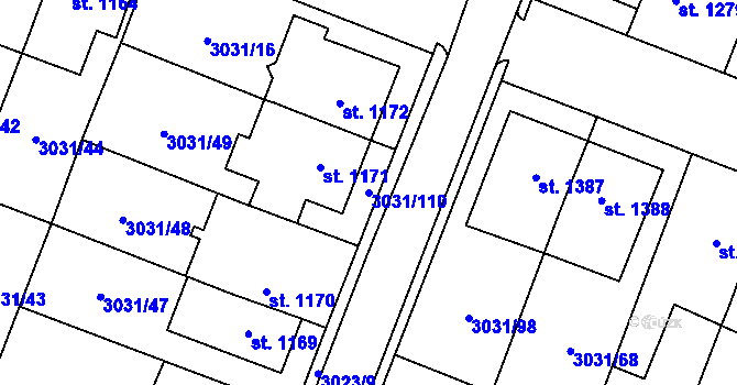 Parcela st. 3031/110 v KÚ Česká Třebová, Katastrální mapa