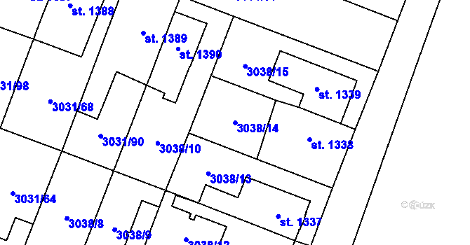 Parcela st. 3038/14 v KÚ Česká Třebová, Katastrální mapa
