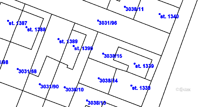 Parcela st. 3038/15 v KÚ Česká Třebová, Katastrální mapa