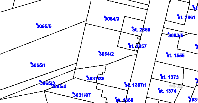 Parcela st. 3064/2 v KÚ Česká Třebová, Katastrální mapa