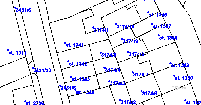 Parcela st. 3174/5 v KÚ Česká Třebová, Katastrální mapa