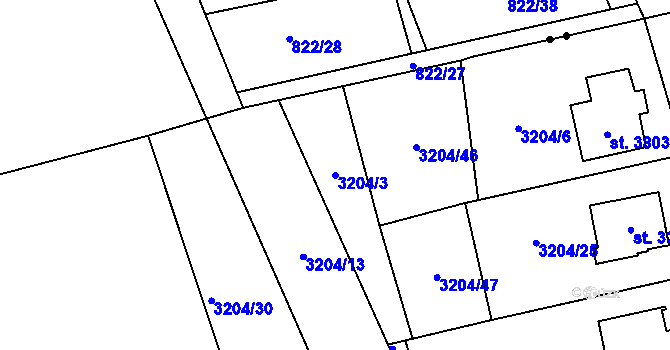 Parcela st. 3204/3 v KÚ Česká Třebová, Katastrální mapa