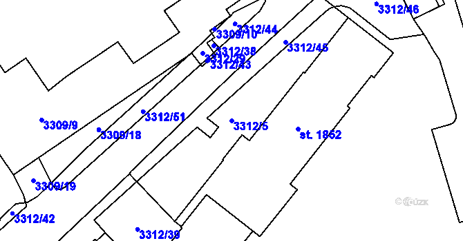 Parcela st. 3312/5 v KÚ Česká Třebová, Katastrální mapa