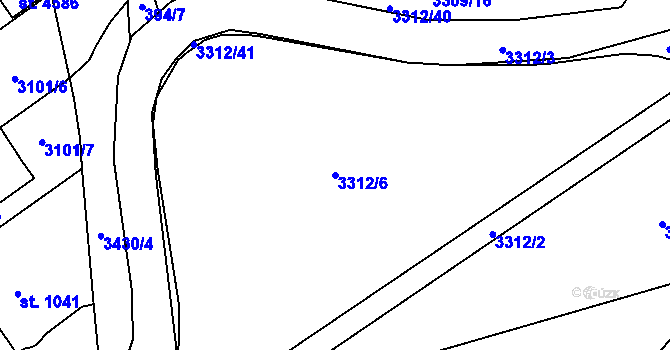 Parcela st. 3312/6 v KÚ Česká Třebová, Katastrální mapa